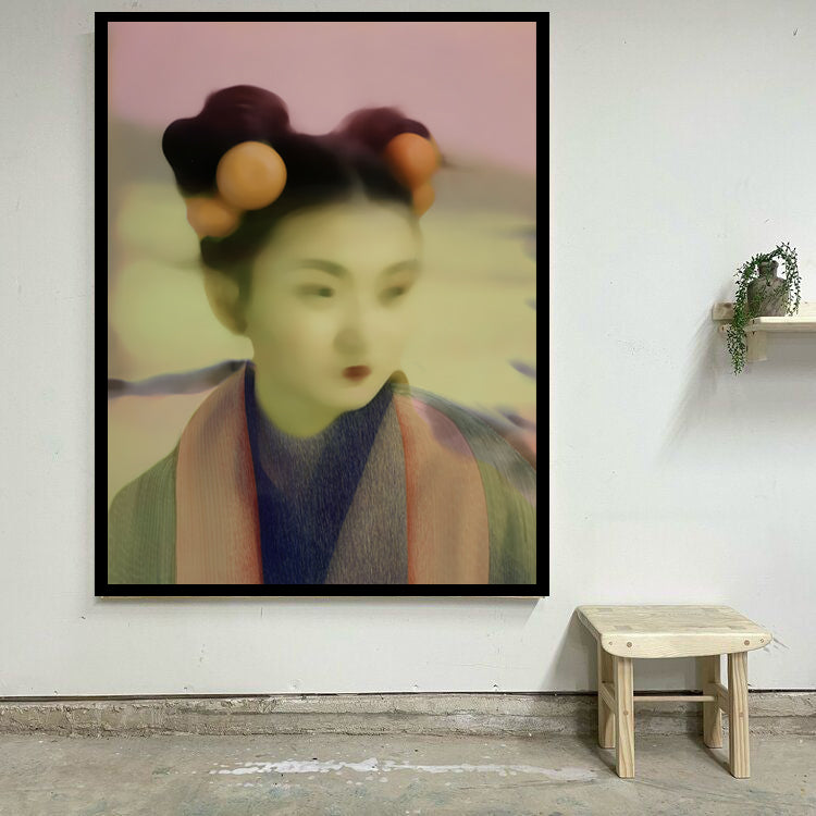 Mandarin pastells, Håndkolorert trykk med tørpastell