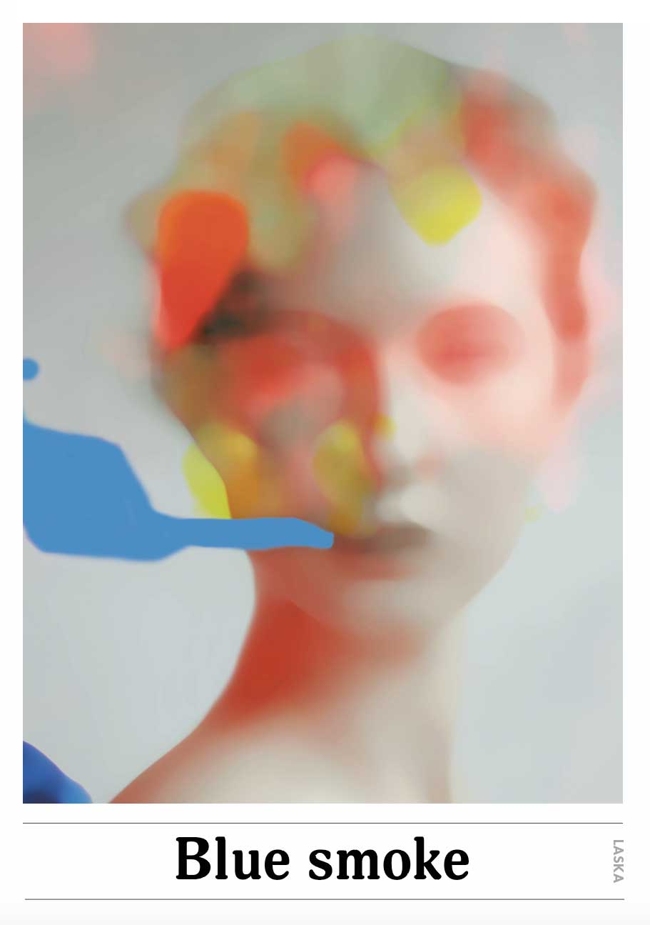 BLUE SMOKE, BESTSELLER kunstplakat, Artposter, portrett, abstrakt