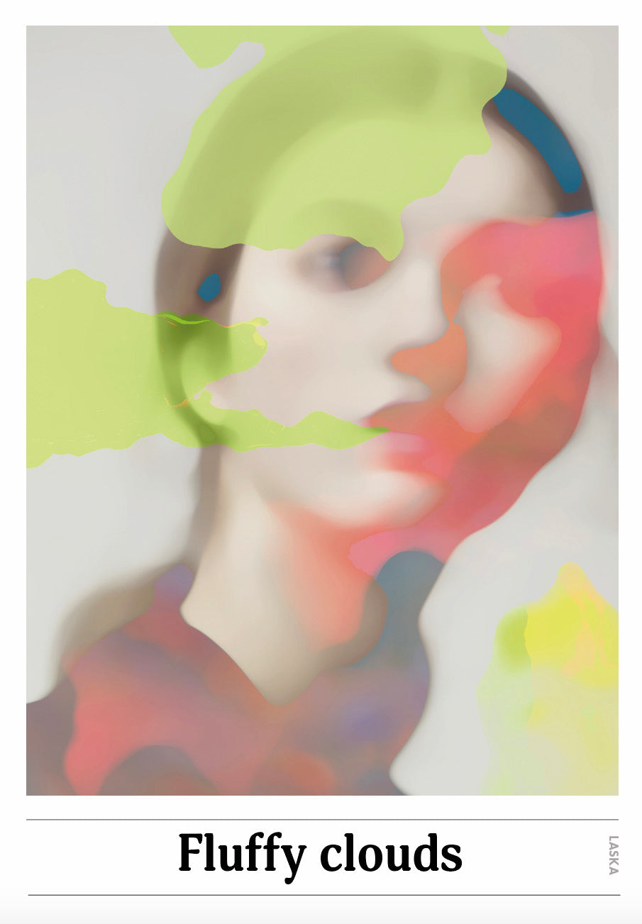 FLUFFY CLOUDS, BESTSELLER, kunstplakat, Artposter, portrett, abstrakt