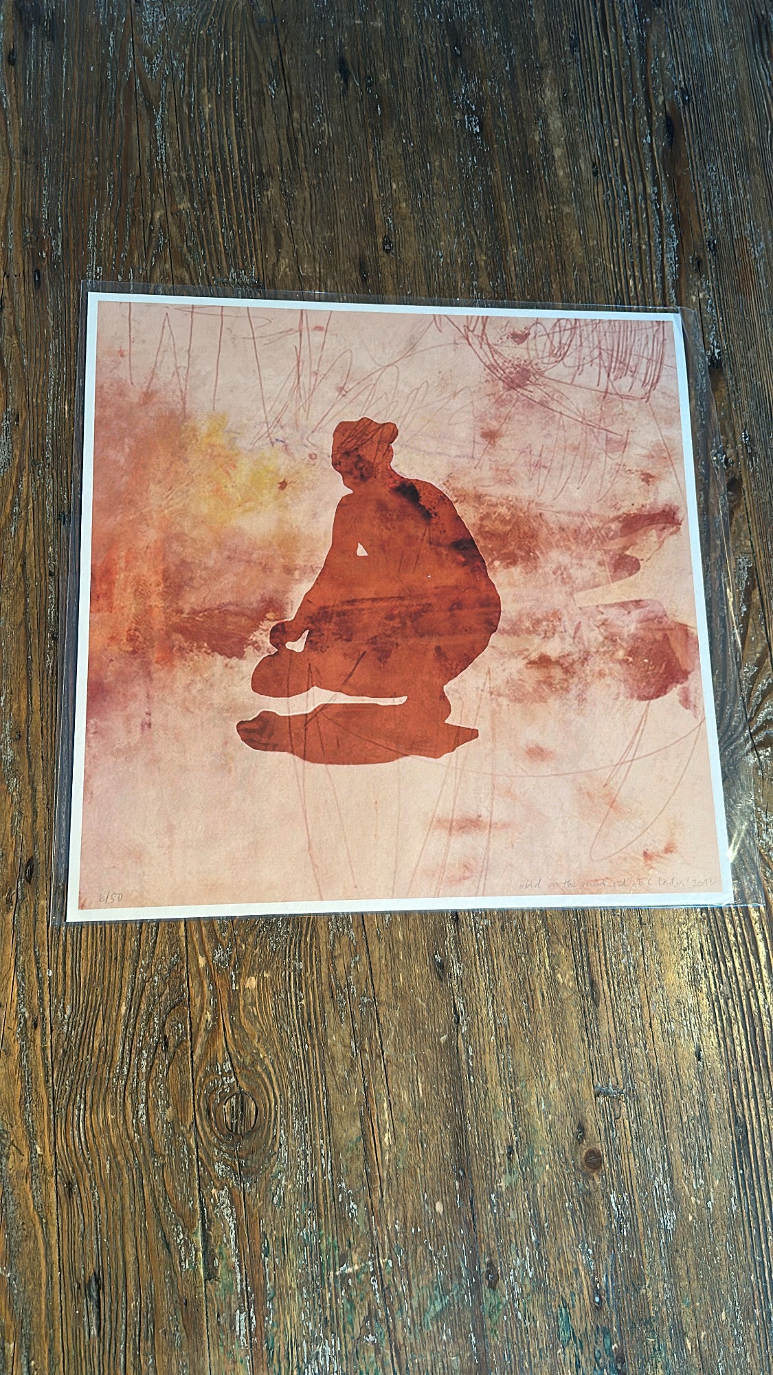 "Lid on the mood (Vermillion)", 40 x 40 cm