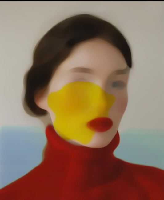 Red pullover, Håndkolorerte DGA på Cotton Fine Art Textil 260