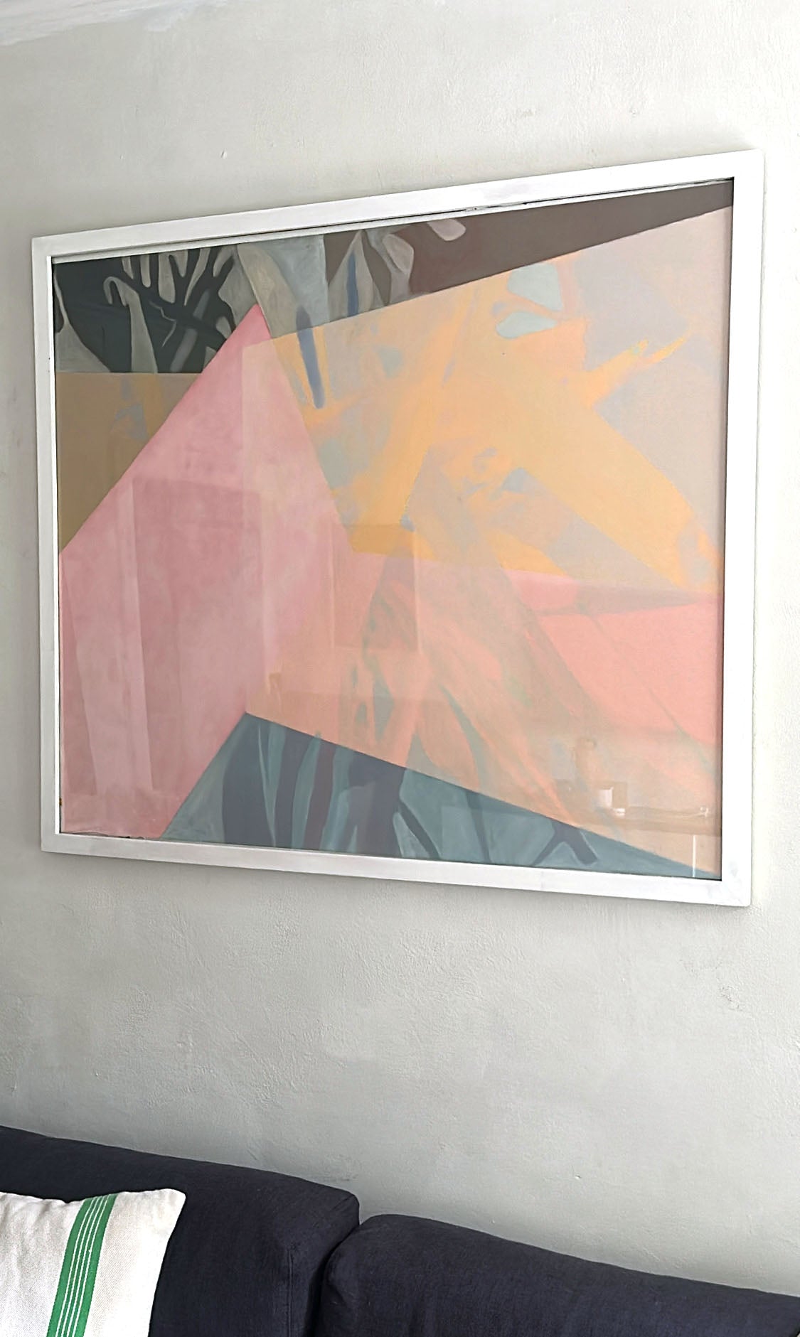 Abstrakt bilde med pastell i lag, 100 x 120 cm, Hahnemühle papir 260 g